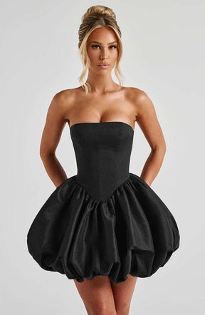 Lotus Mini Dress - Black Ryvelle