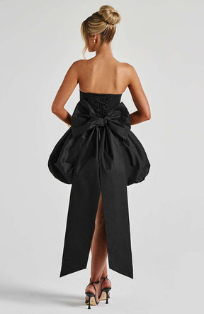 Lotus Mini Dress - Black Ryvelle