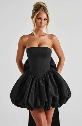 Lotus Mini Dress - Black Ryvelle