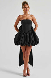 Lotus Mini Dress - Black Ryvelle
