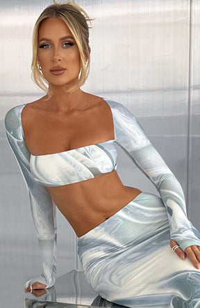 Lucianna Top - Grey Haze Print Ryvelle
