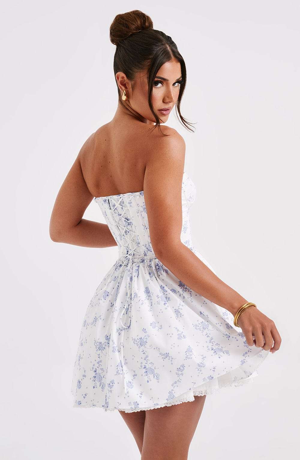 Maeve Mini Dress - Blue Ditsy Print Ryvelle