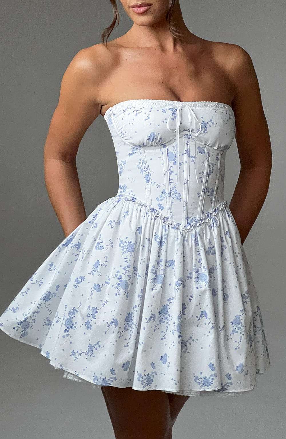 Maeve Mini Dress - Blue Ditsy Print Ryvelle