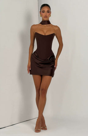 Maggie Mini Dress - Plum Brown Ryvelle