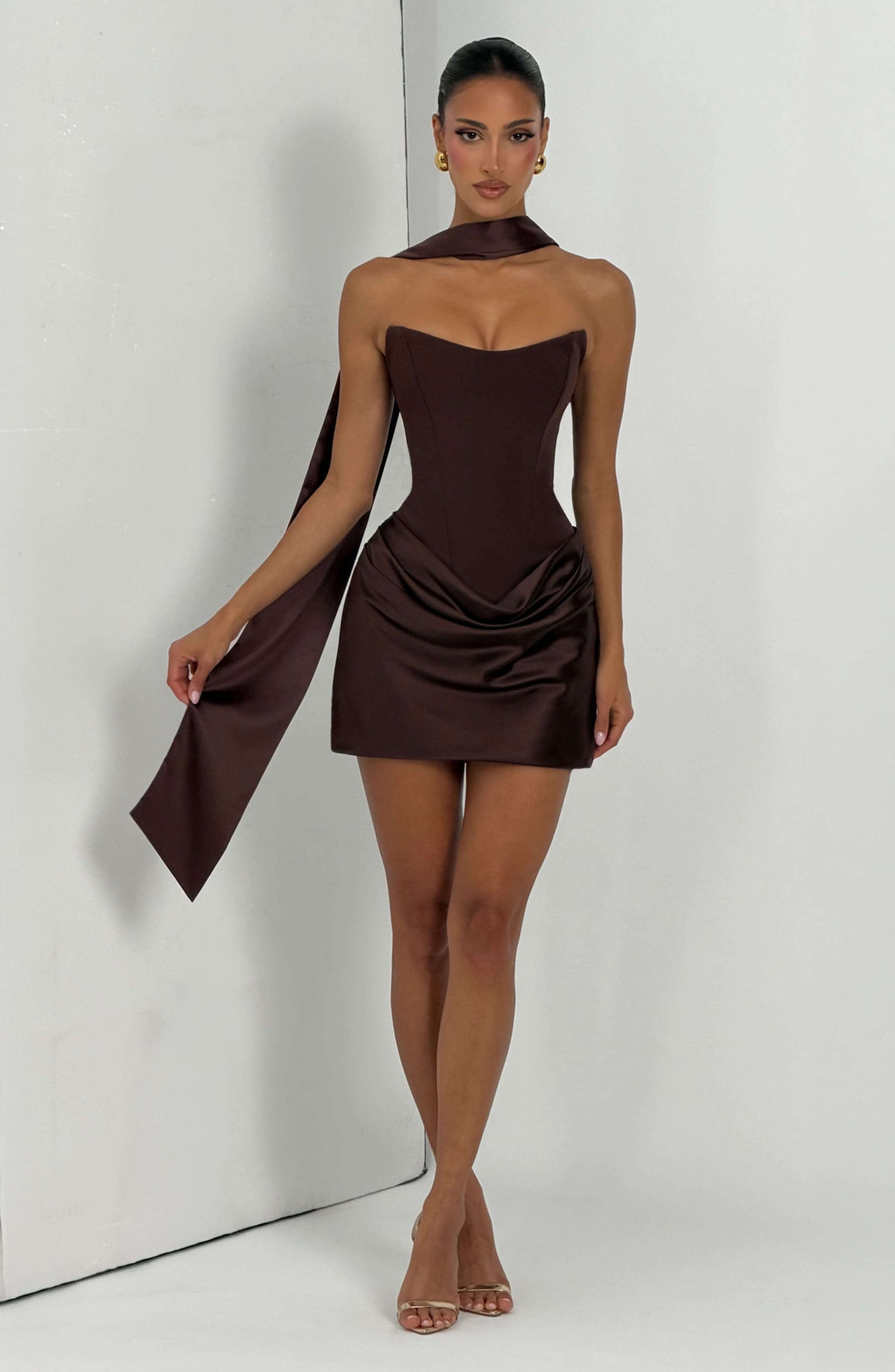 Maggie Mini Dress - Plum Brown Ryvelle