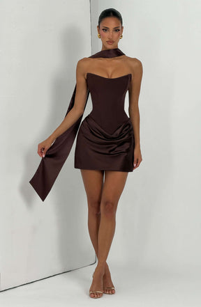 Maggie Mini Dress - Plum Brown Ryvelle