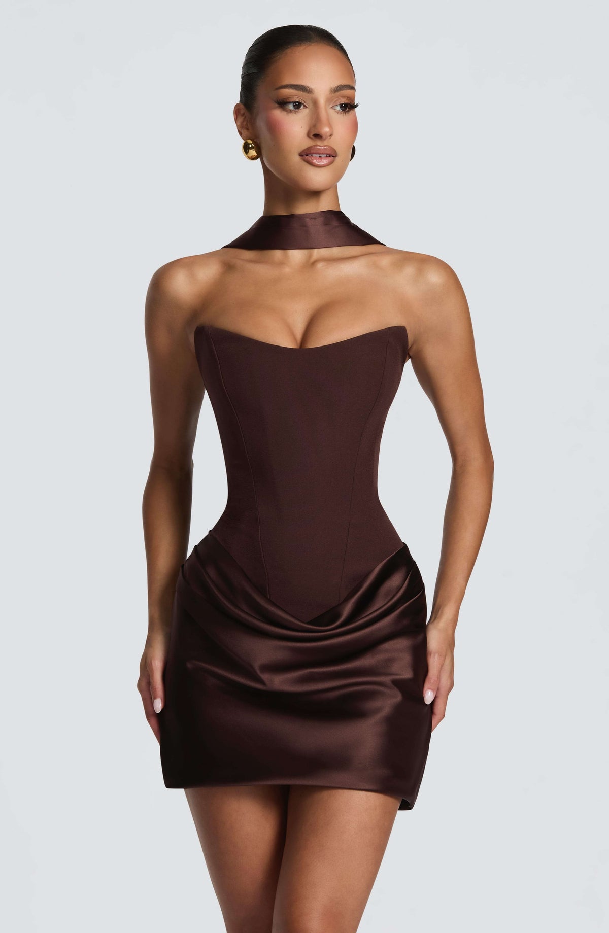 Maggie Mini Dress - Plum Brown Ryvelle