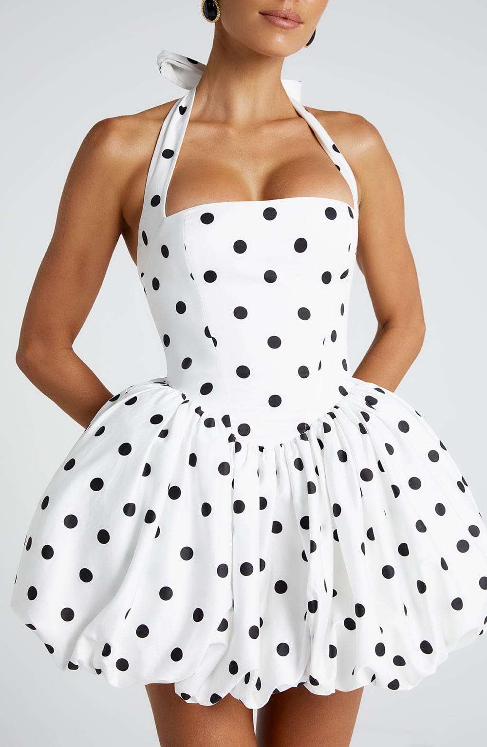 Maricia Mini Dress - Black Polka Dot Print Ryvelle