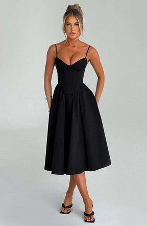 Mariella Midi Dress - Black Ryvelle