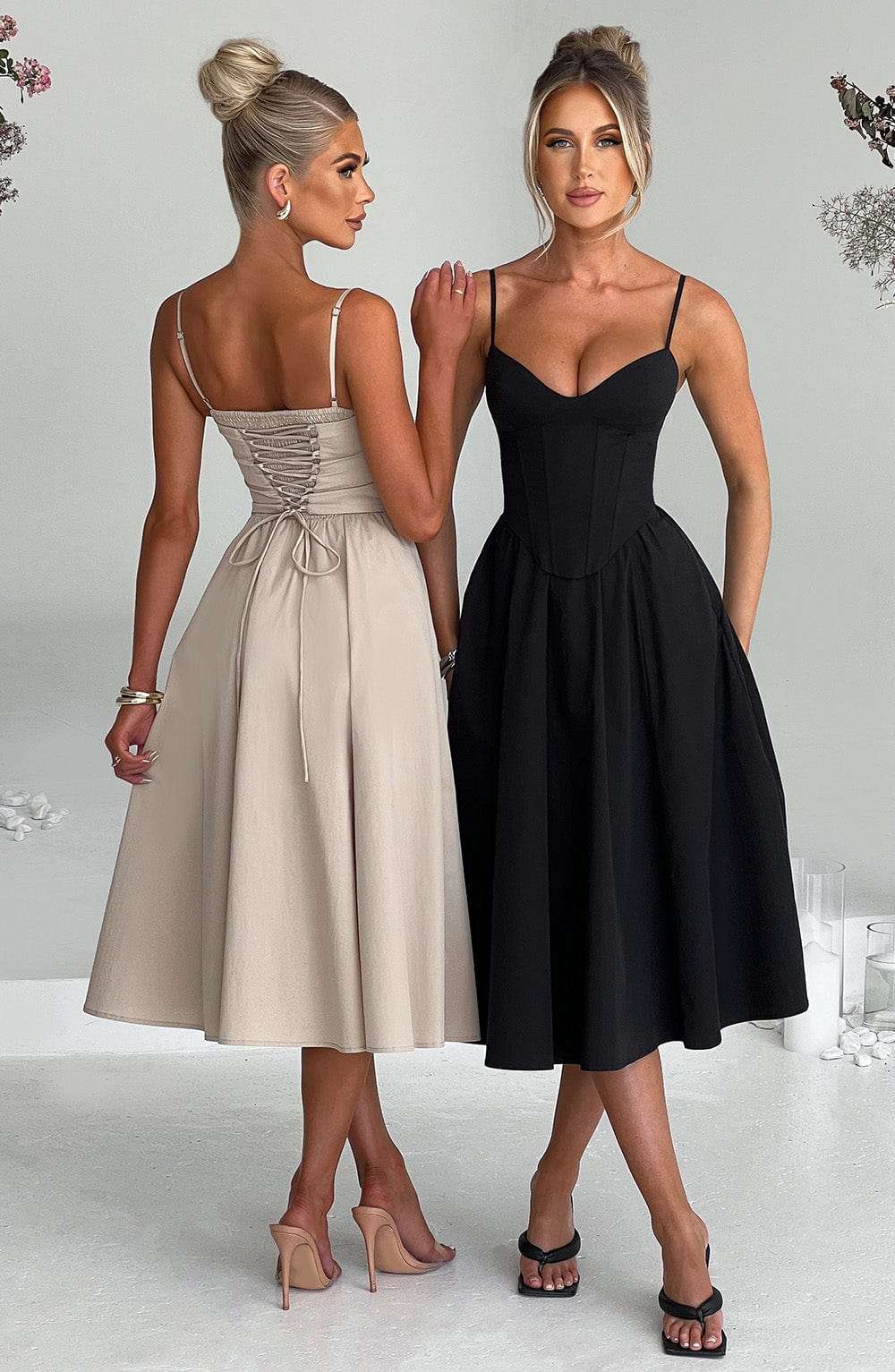 Mariella Midi Dress - Black Ryvelle