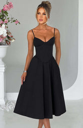 Mariella Midi Dress - Black Ryvelle