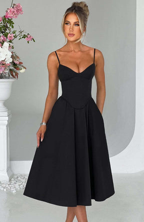 Mariella Midi Dress - Black Ryvelle