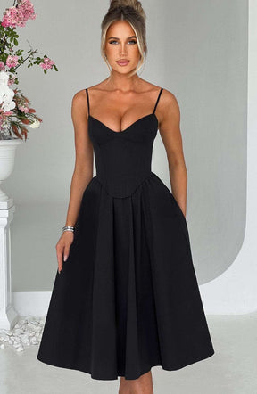 Mariella Midi Dress - Black Ryvelle