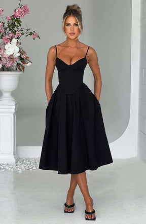 Mariella Midi Dress - Black Ryvelle