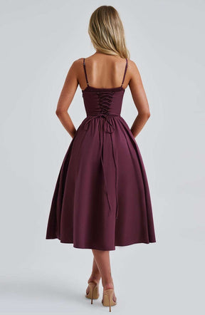 Mariella Midi Dress - Cherry Lacquer Ryvelle