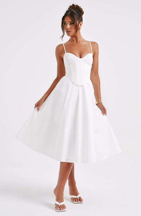 Mariella Midi Dress - Ivory Ryvelle