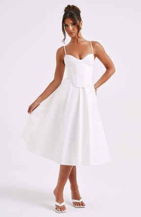 Mariella Midi Dress - Ivory Ryvelle