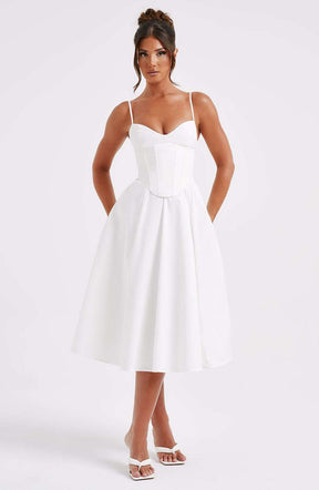Mariella Midi Dress - Ivory Ryvelle