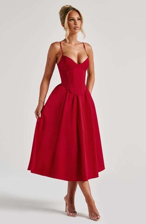 Mariella Midi Dress - Red Ryvelle