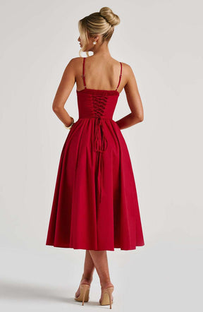 Mariella Midi Dress - Red Ryvelle