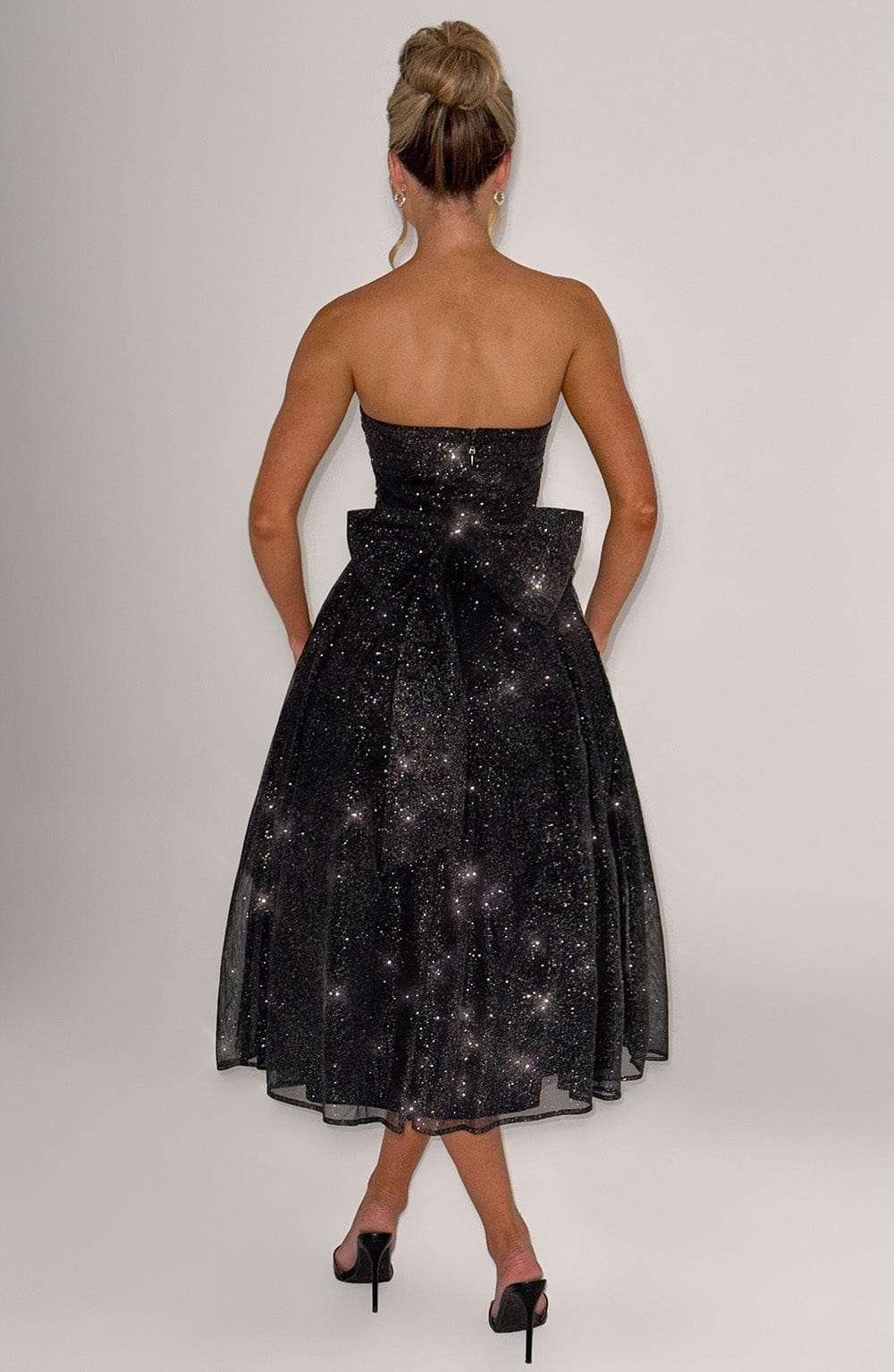 Marissa Midi Dress - Black Sparkle Ryvelle