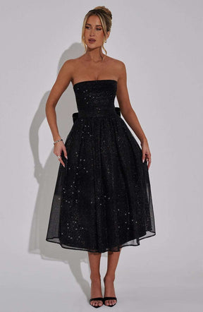 Marissa Midi Dress - Black Sparkle Ryvelle