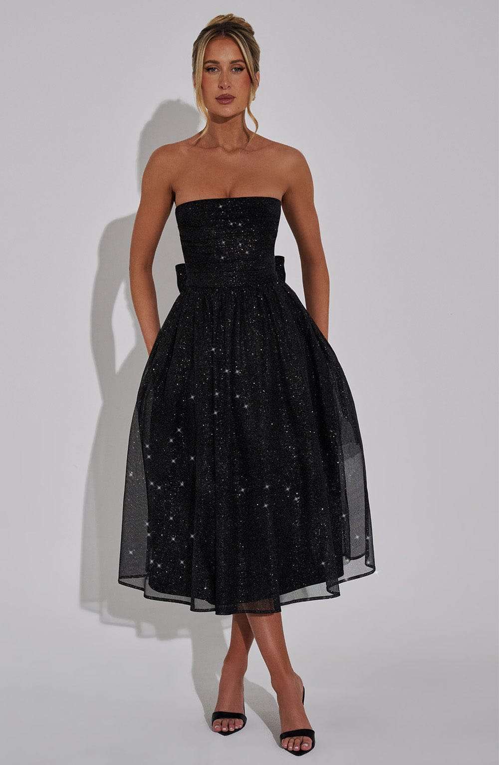 Marissa Midi Dress - Black Sparkle Ryvelle