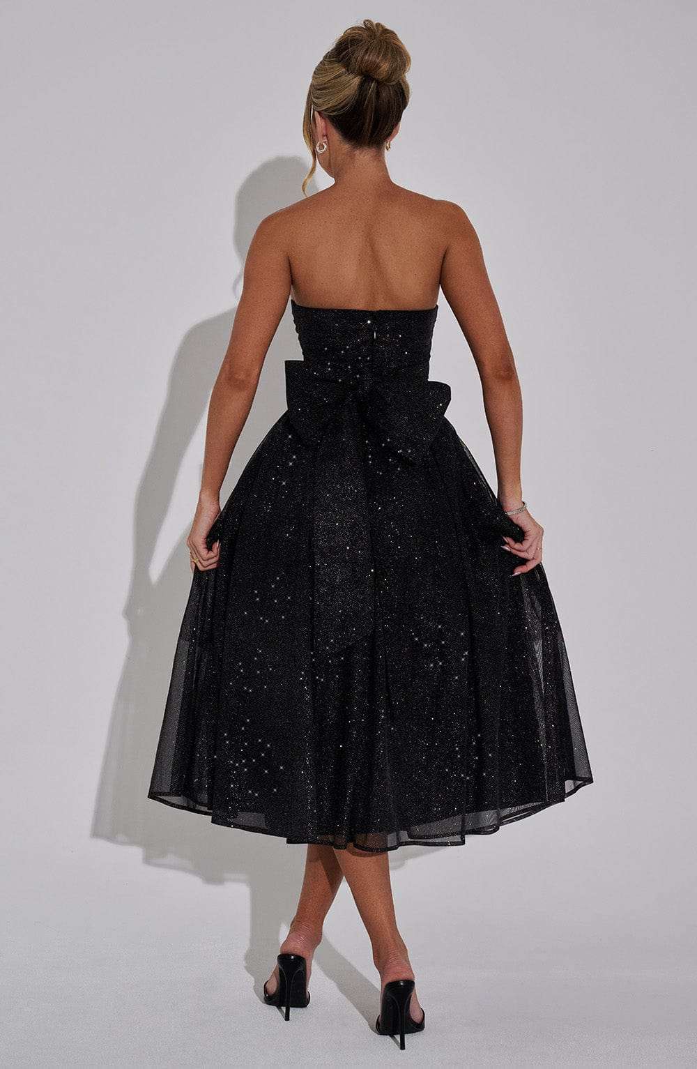 Marissa Midi Dress - Black Sparkle Ryvelle