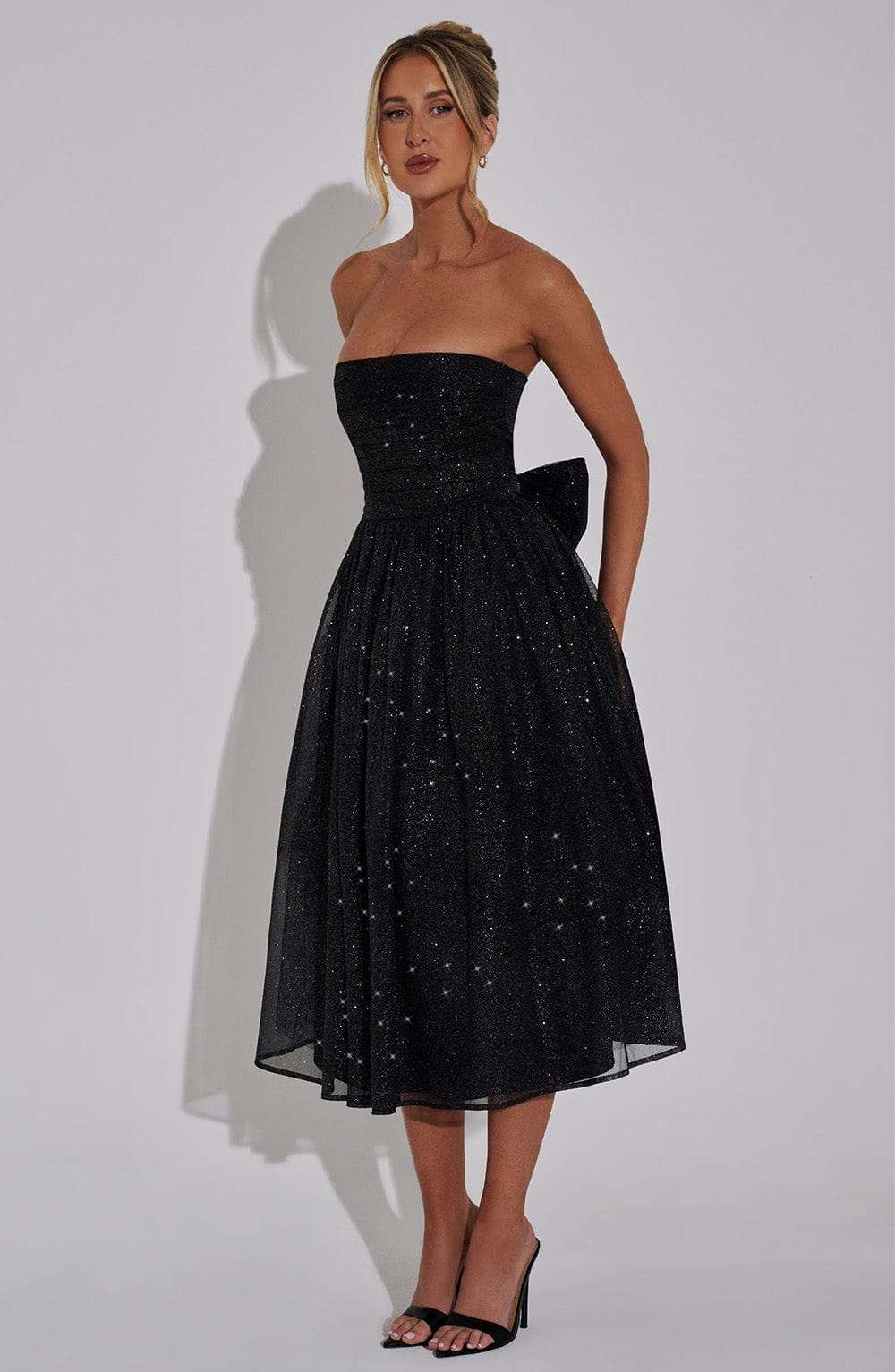 Marissa Midi Dress - Black Sparkle Ryvelle