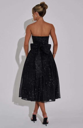 Marissa Midi Dress - Black Sparkle Ryvelle