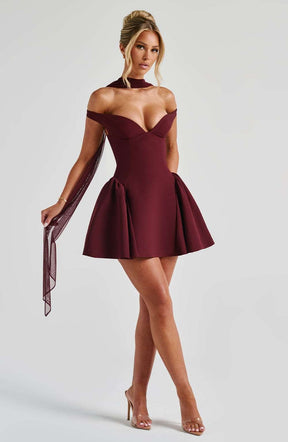 Marla Mini Dress - Cherry Lacquer Ryvelle