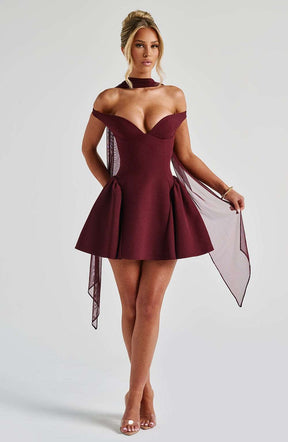Marla Mini Dress - Cherry Lacquer Ryvelle
