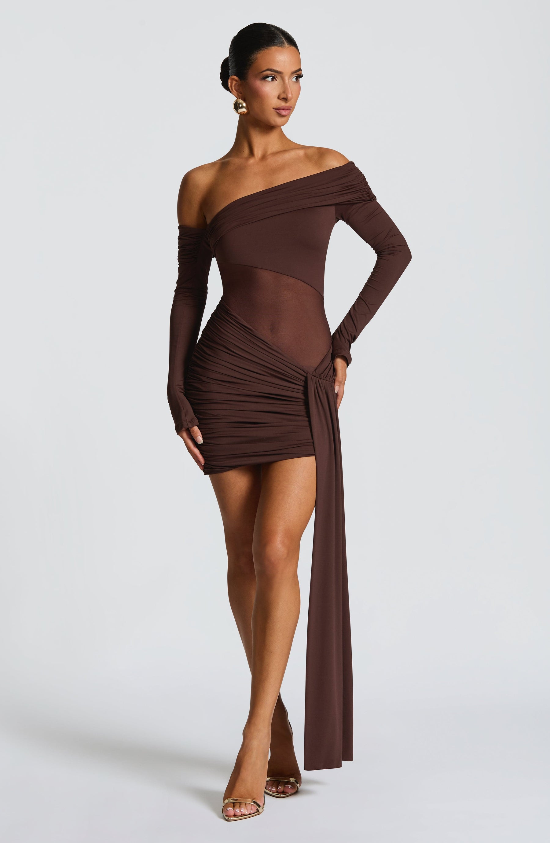 Mavra Mini Dress - Plum Brown Ryvelle