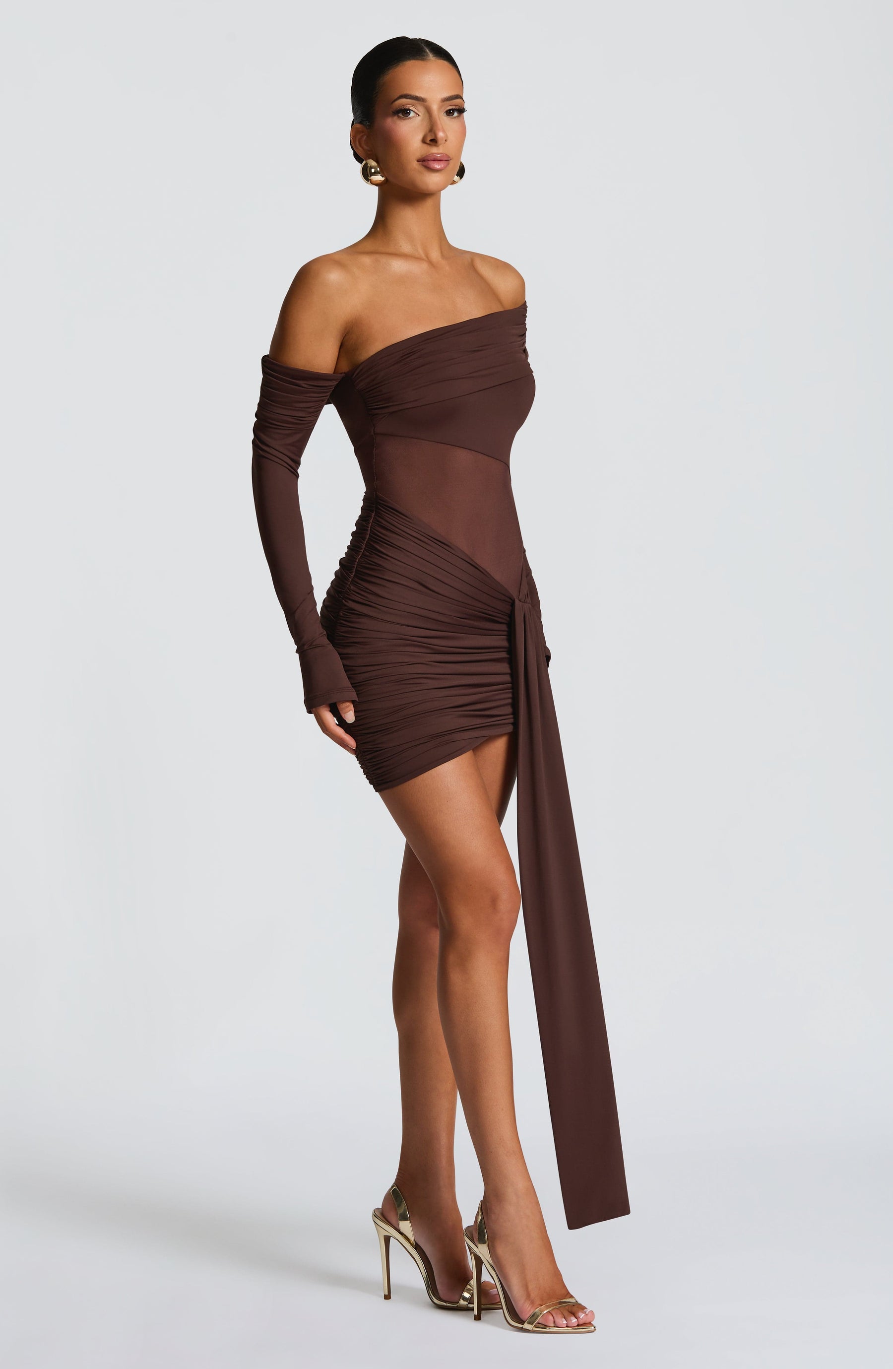 Mavra Mini Dress - Plum Brown Ryvelle