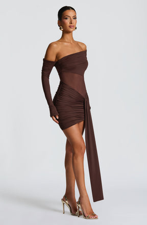 Mavra Mini Dress - Plum Brown Ryvelle