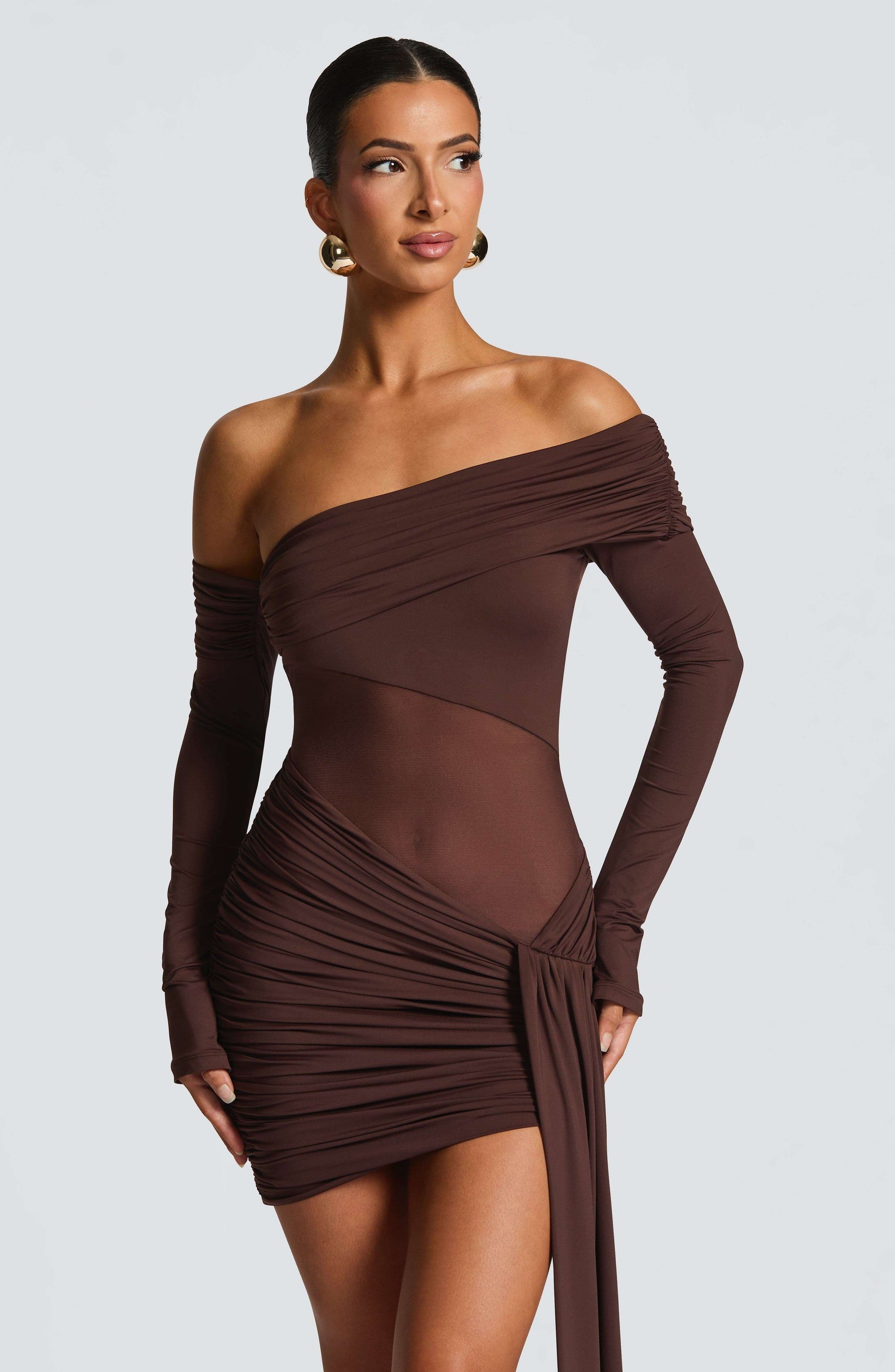 Mavra Mini Dress - Plum Brown Ryvelle