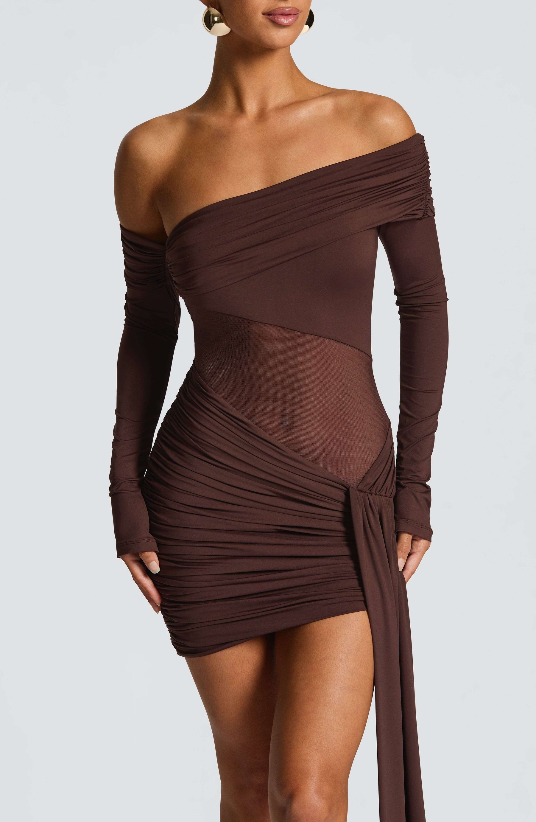 Mavra Mini Dress - Plum Brown Ryvelle