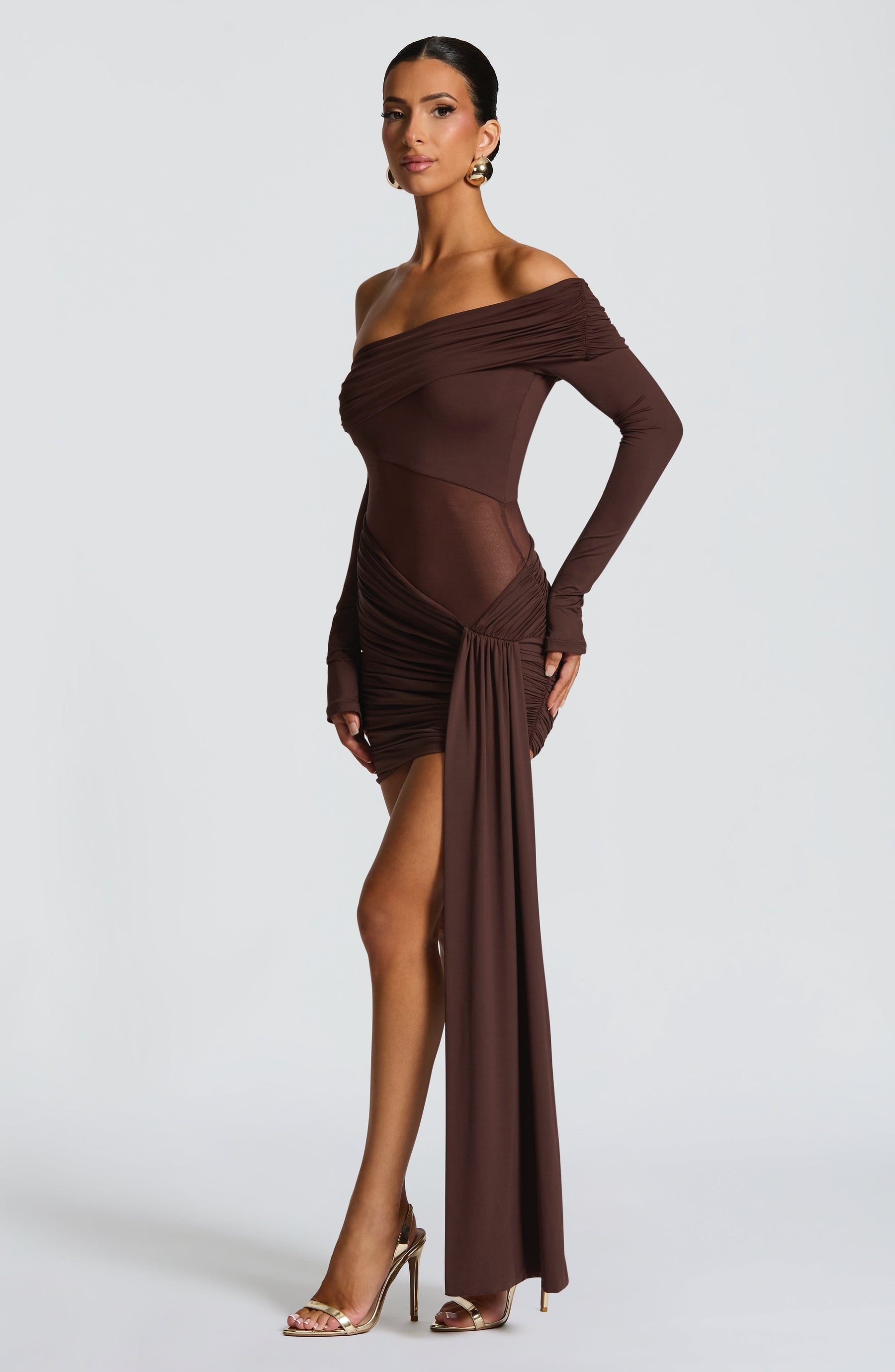 Mavra Mini Dress - Plum Brown Ryvelle