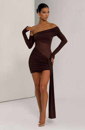 Mavra Mini Dress - Plum Brown Ryvelle