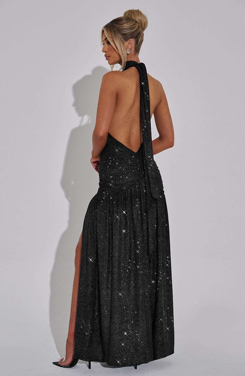Melania Maxi Dress - Black Sparkle Ryvelle