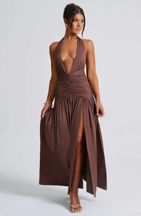 Melania Maxi Dress - Chocolate Ryvelle