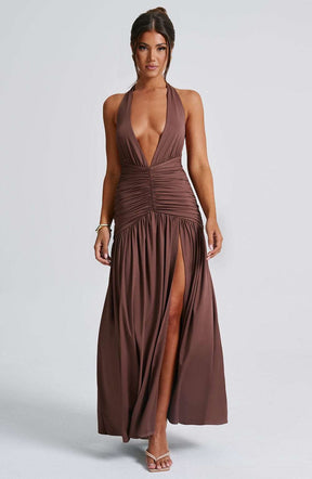 Melania Maxi Dress - Chocolate Ryvelle