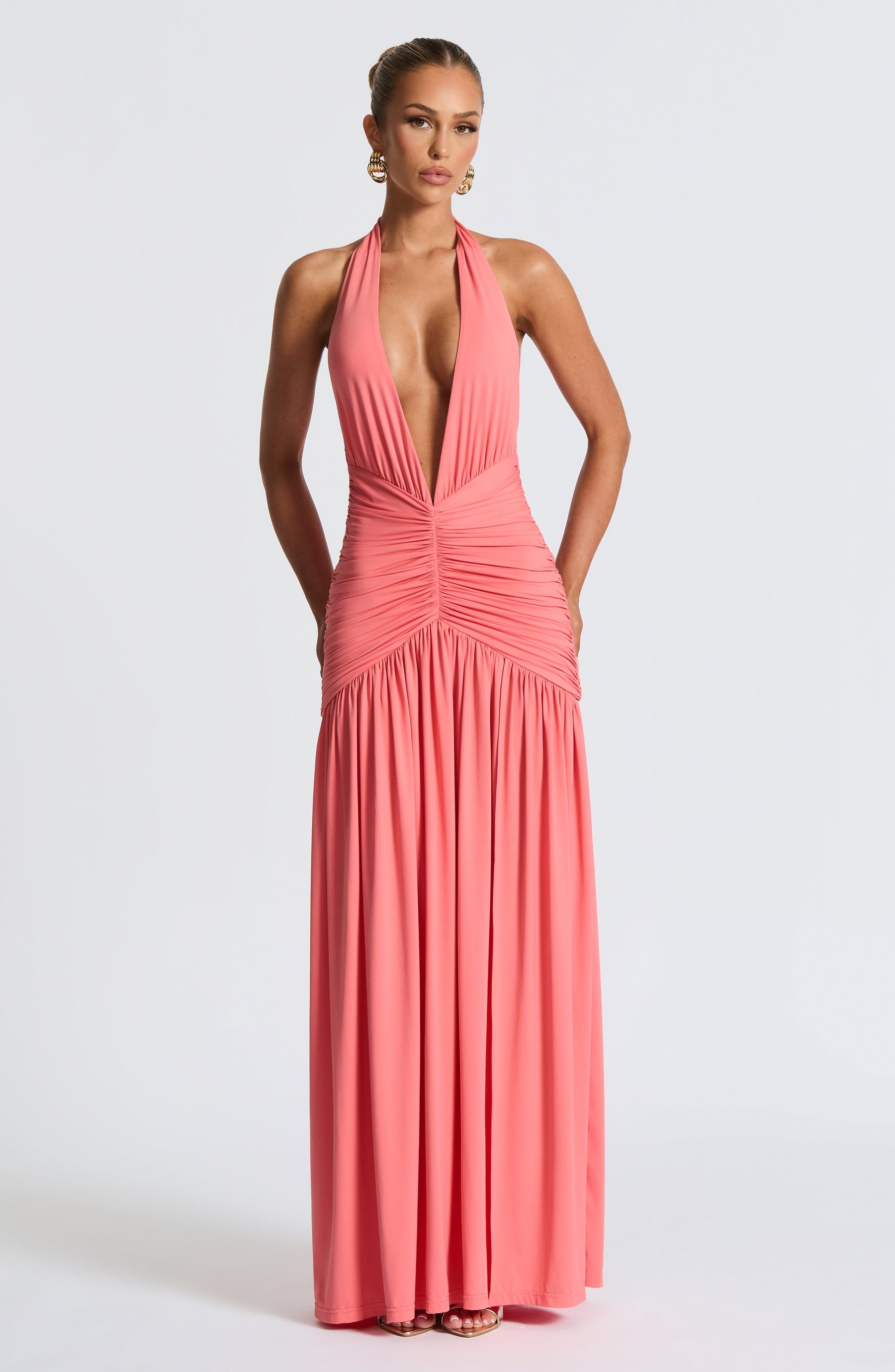 Melania Maxi Dress - Coral Pink Ryvelle
