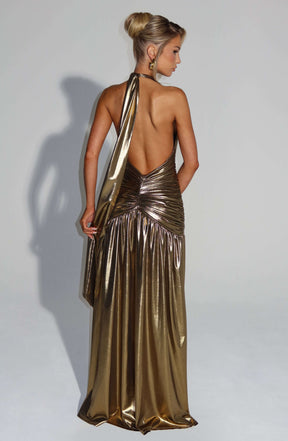 Melania Maxi Dress - Gold Ryvelle