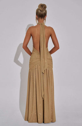 Melania Maxi Dress - Gold Sparkle Ryvelle