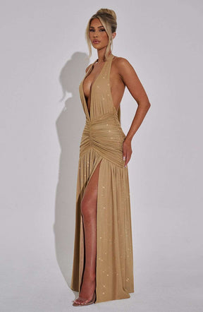 Melania Maxi Dress - Gold Sparkle Ryvelle
