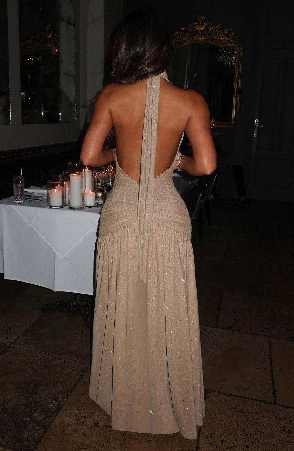 Melania Maxi Dress - Gold Sparkle Ryvelle