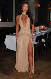Melania Maxi Dress - Gold Sparkle Ryvelle