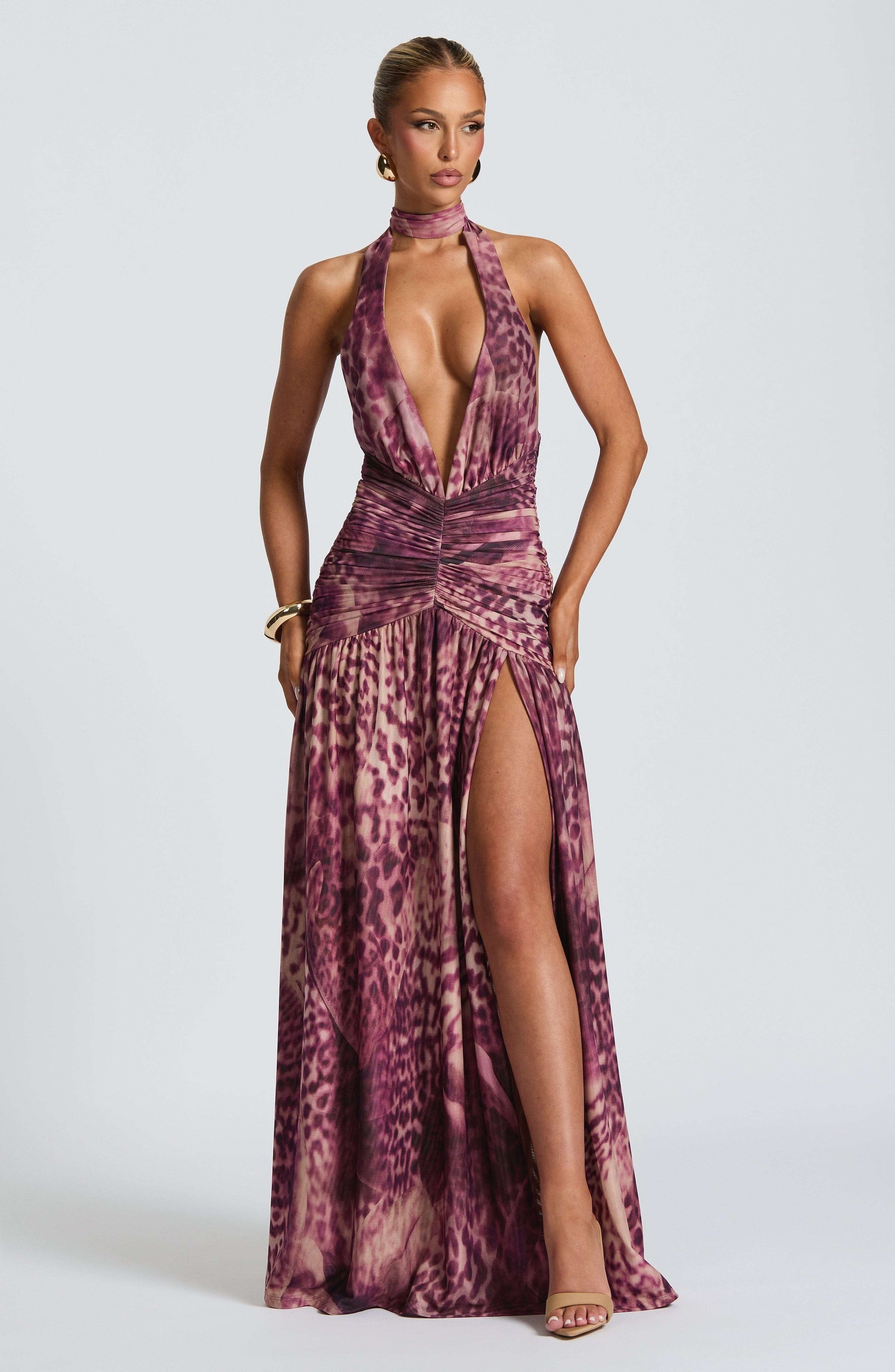 Melania Maxi Dress - Magenta Orchid Print Ryvelle