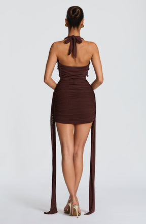 Melona Mini Dress - Plum Brown Ryvelle